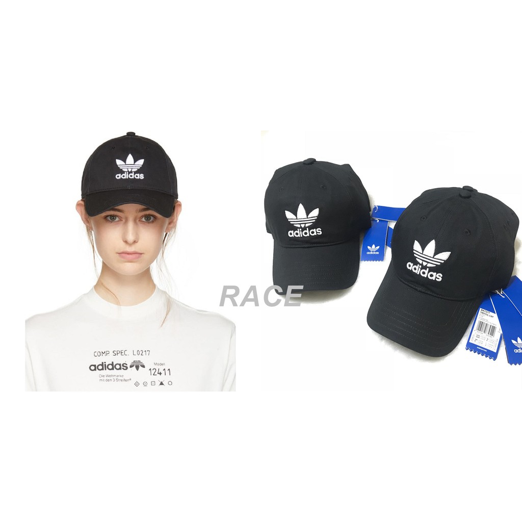 【RACE】ADIDAS TREFOIL 老帽 鴨舌 復古 棒球帽 三葉草 愛迪達 刺繡 LOGO 黑 BK7277