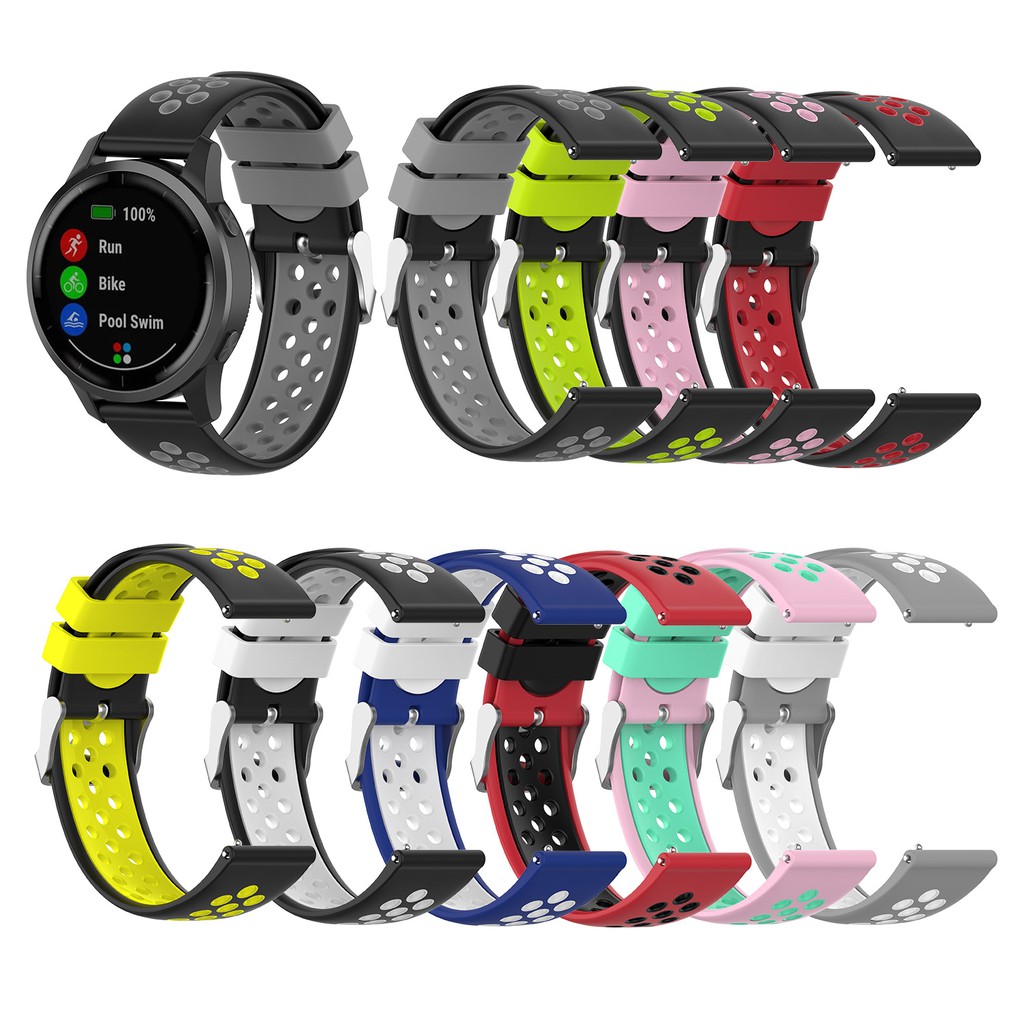 佳明Garmin vivoactive 4 智能手錶帶 雙色表扣式矽膠錶帶  三星Gear S3 運動錶帶 22mm