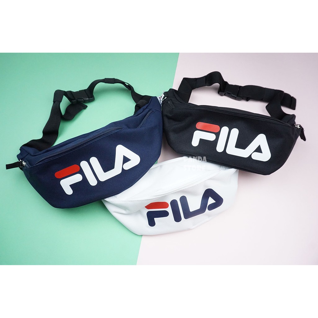 胖達）FILA LOGO WAISTPACK 腰包 斜背包 側背包 小包 黑 藍 白