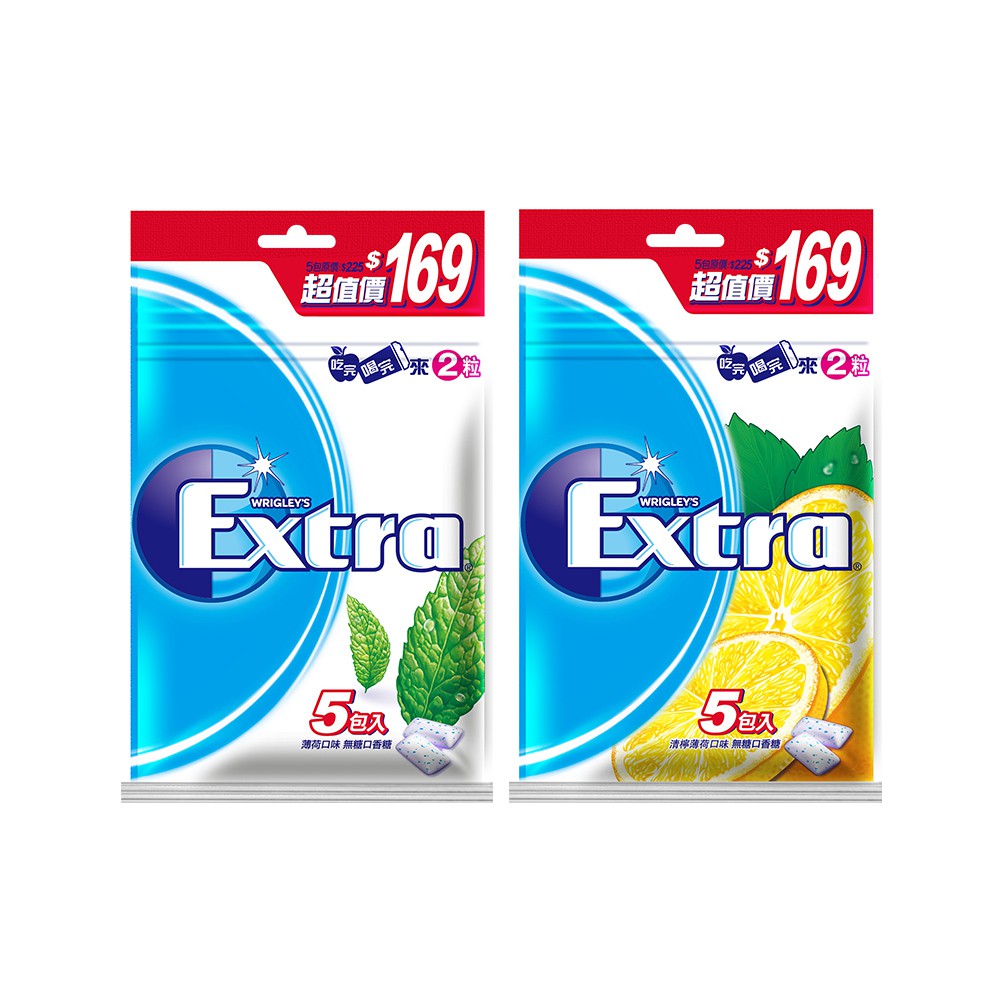 【蝦皮特選】Extra益齒達 潔淨無糖口香糖 28g x 5入 潔牙/口腔清潔