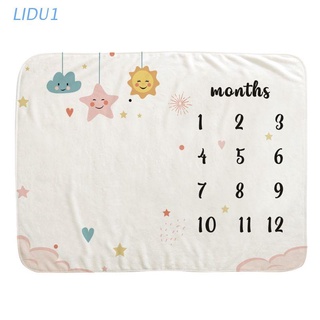 Lidu1 嬰兒每月記錄成長里程碑毯子新生兒攝影道具雲星圖案兒童照片創意背景布