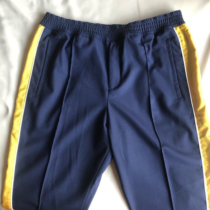 保證全新正品 Kenzo 藍色 黃邊條 休閒長褲 size 52 適合 34-36腰