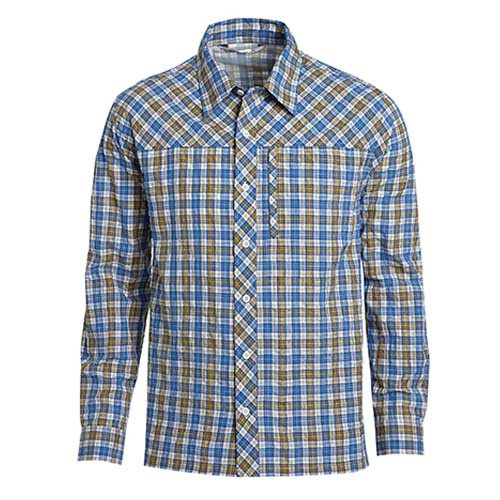 瑞多仕 DA2330  男長袖格子襯衫(側拉鍊口袋) 芥茉黃色/藍灰格