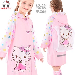 特惠🚀🚀✨新款 Hellokitty 兒童雨衣 兒童雨衣 書包位 女童加厚小孩寶寶小學生防水反光雨披