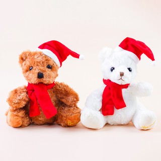 聖誕小熊 坐姿17公分 聖誕禮物 耶誕禮品 裝飾小物 棕色 奶油色（單隻）小熊家族 泰迪熊專賣店