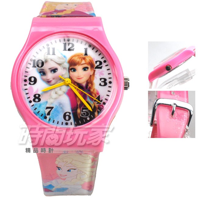 Disney 迪士尼 D冰雪大P1 時尚卡通手錶 冰雪奇緣 艾莎公主 安娜公主 手錶 數字 女錶 粉紅色【時間玩家】