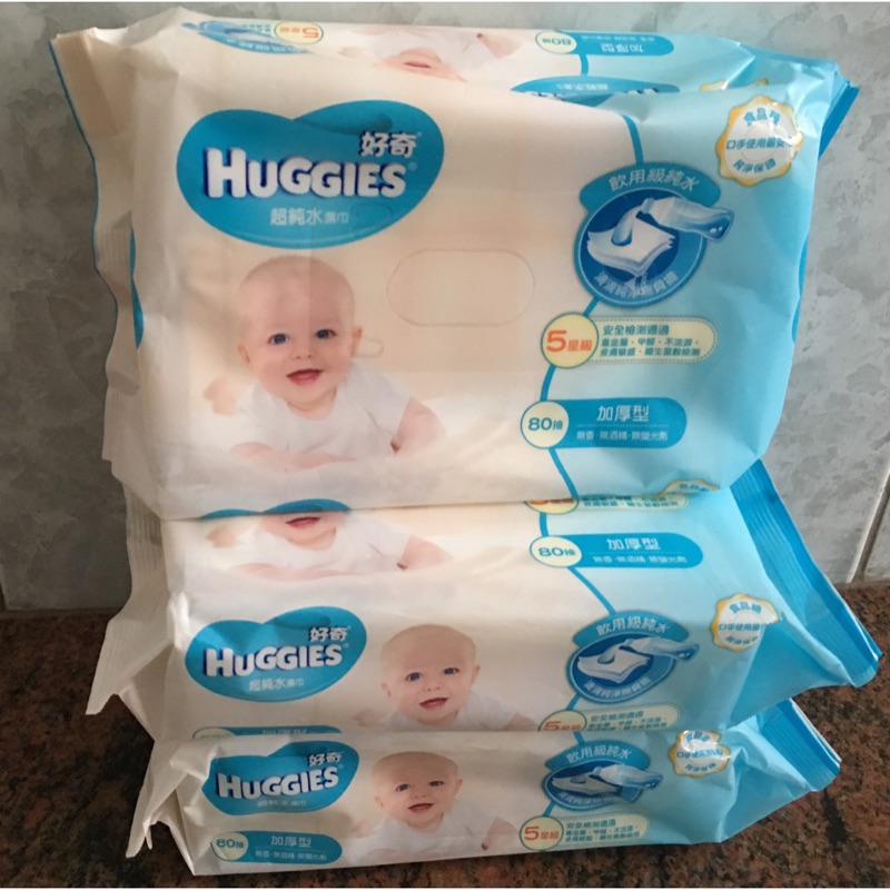 好奇 純水嬰兒濕紙巾 加厚型 80抽 3包
