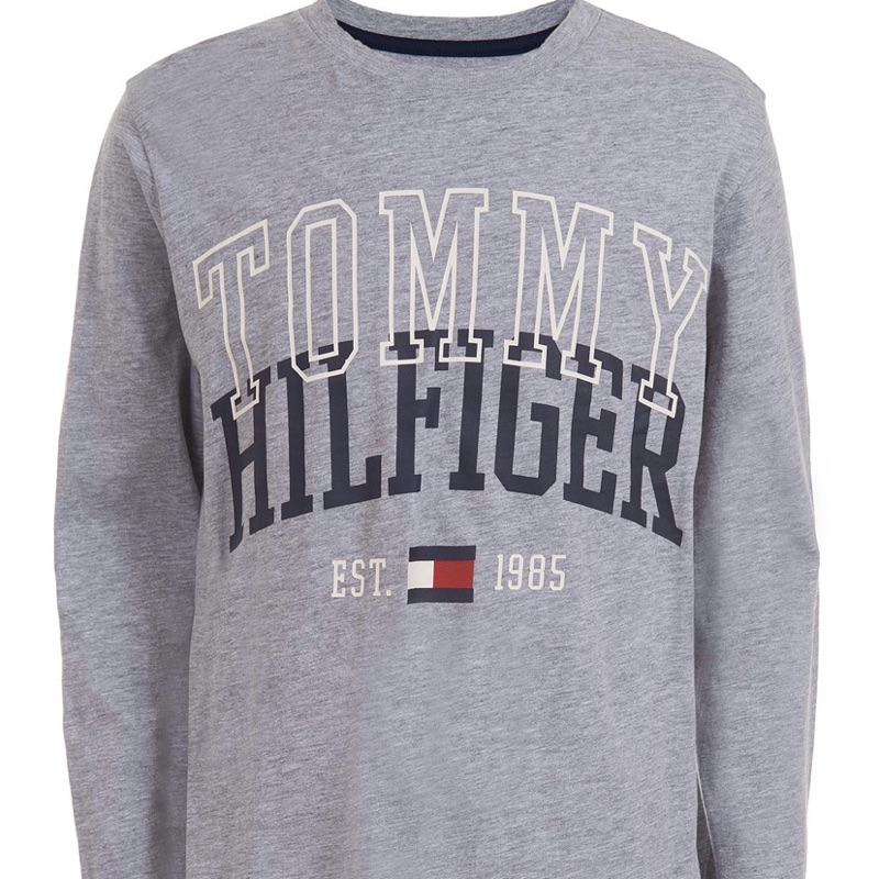 [現貨］童裝 Tommy Hilfiger logo長袖薄棉t 2t 紅藍/灰