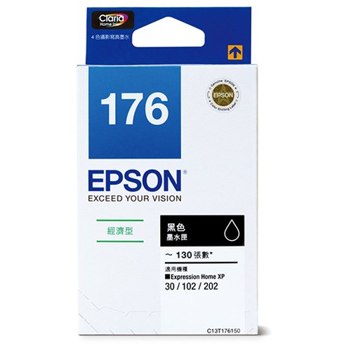 EPSON C13T176150 經濟型黑色墨水匣(176) XP102 XP202公司貨