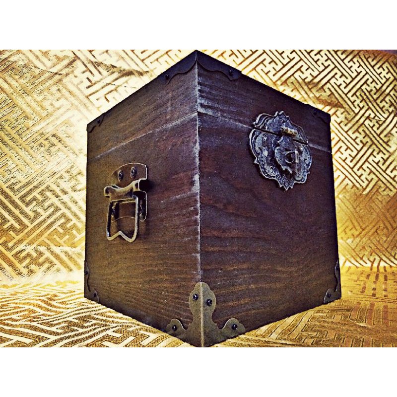 傳統復古中式帶鎖木盒/神明印鑑盒/印章盒