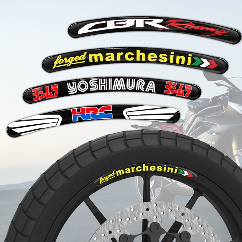 SUZUKI HONDA 8 件裝 3D 反光摩托車條車輪貼紙輪胎貼花輪輞輪轂膠帶改裝通用本田鈴木 Vespa KTM