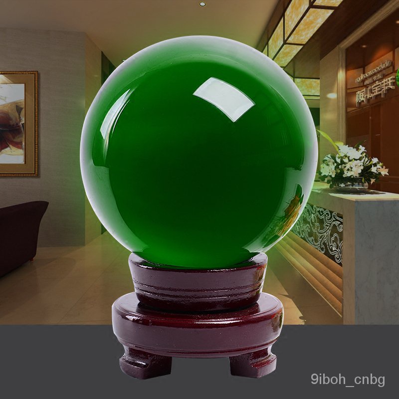 💖滿額免運🔥高檔綠色水晶球擺件傢居書房裝飾品客廳書房擺件開業喬遷禮品【德藝全球購】