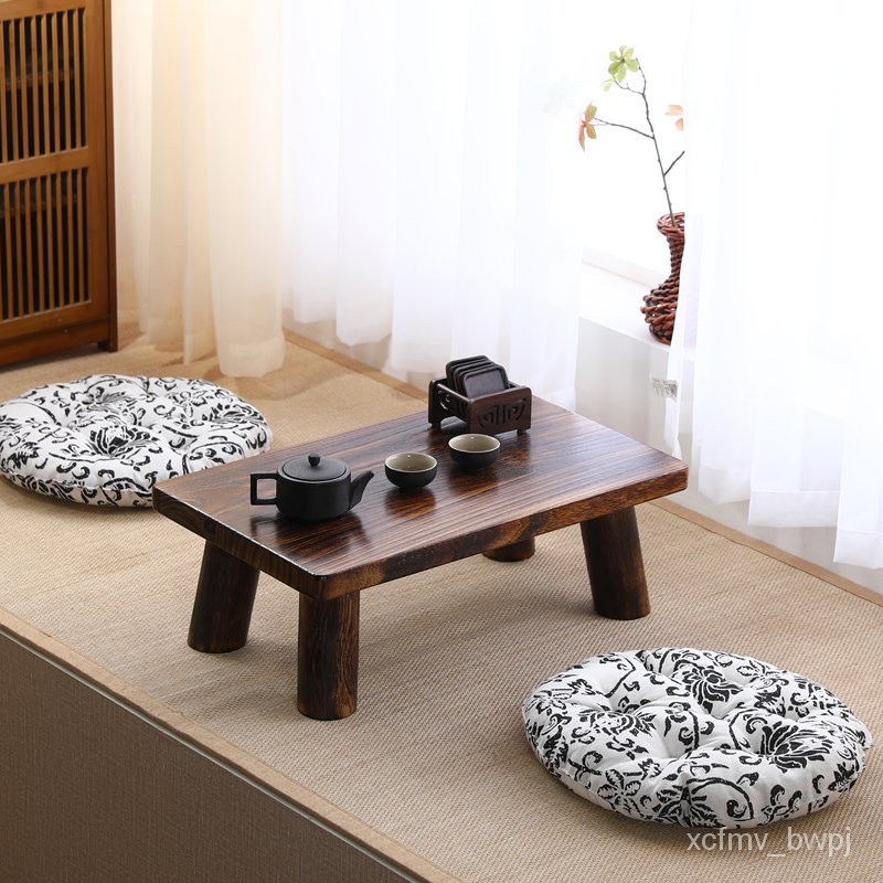 熱銷日式燒桐木飄窗桌子小茶几簡約榻榻米矮桌子圓地桌炕幾實木小方桌