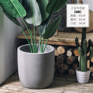 陶瓷花盆大型落地花盆種植盆粗陶盆創意北歐花盆簡約工業風大花盆灰色花壇酒店室內外綠植盆上新免運