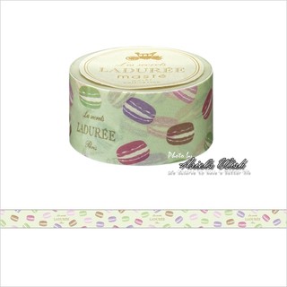 Ariel's Wish-日本Laduree-經典馬卡龍馬卡隆蛋糕甜點下午茶手做手工文創紙膠帶-湖水綠底彩色馬卡龍(中)