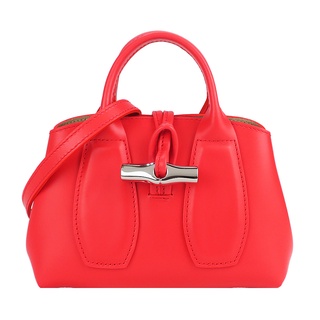 LONGCHAMP ROSEAU系列竹節滑面牛皮兩用包(迷你/罌粟紅)｜100%原廠真品｜JS Maxx官方旗艦館