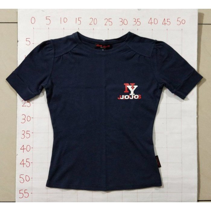 【二手衣櫃】專櫃 JOJO JEANS 短袖T恤 M號 歐美休閒AA款 彈性顯瘦棉質 圓領高腰短版上衣棒球T-shirt