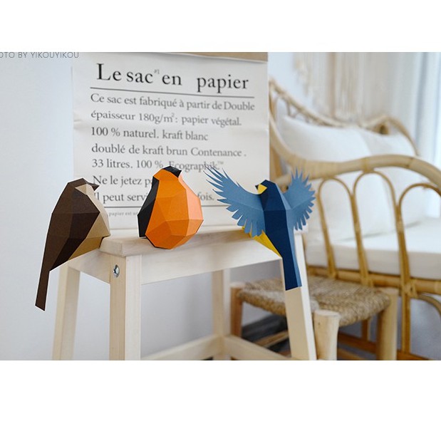 三隻小鳥 立體紙模型 擺飾 手工 DIY 3D 摺紙 折紙 紙製品 擺件 裝飾 鳥 1010