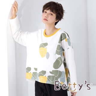 betty’s貝蒂思(05)寬版拼接印花休閒上衣(白色)