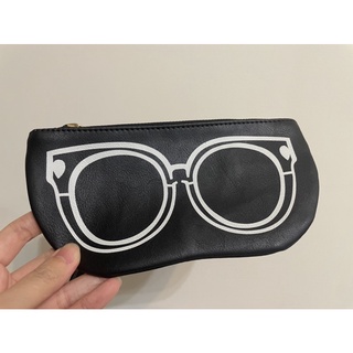 皮革黑色眼鏡造型筆袋 文青 少女 文具 鉛筆盒 錢包 黑白