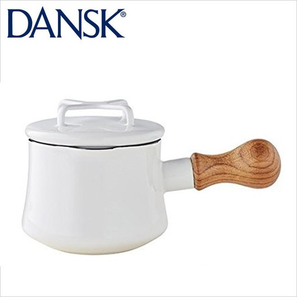 日本Dansk13公分片手鍋附蓋,白色,容量一公升^^