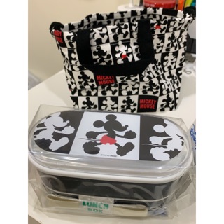 全新 米奇 Mickey Mouse 二層便當盒 棉製 便當袋 日本製 兒童 雙層 便當盒
