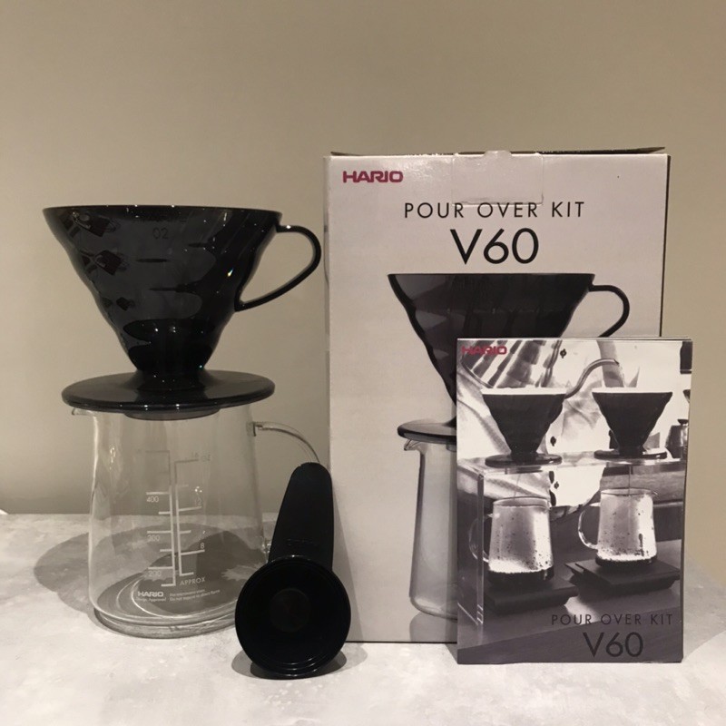 [HARIO] V60黑色樹脂濾杯手沖咖啡壺組 (ESD-02TBB-EX-M)