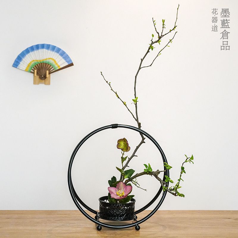 花器#鐵藝小花籃造型花器復古禪意中式日式插花器皿新中式茶席擺件裝飾