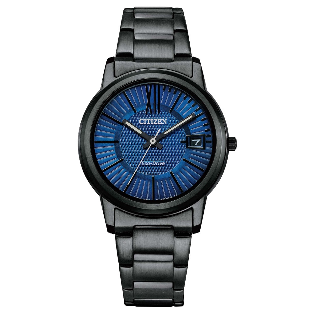 【CITIZEN 星辰】PAIR 光動能時尚簡約淑女腕錶-藍面 鋼帶33.3mm(FE6017-85L 情侶錶 對錶)