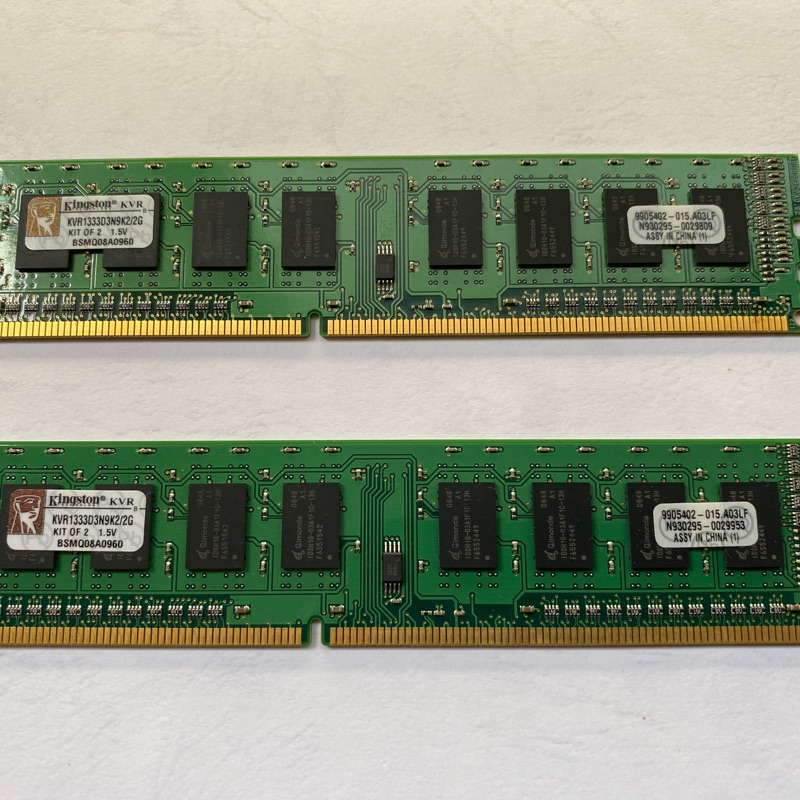 金士頓 桌上型 記憶體 Kingston DDR3 1333 2G(1G*2) KVR1333D3N9K2/2G 雙通道