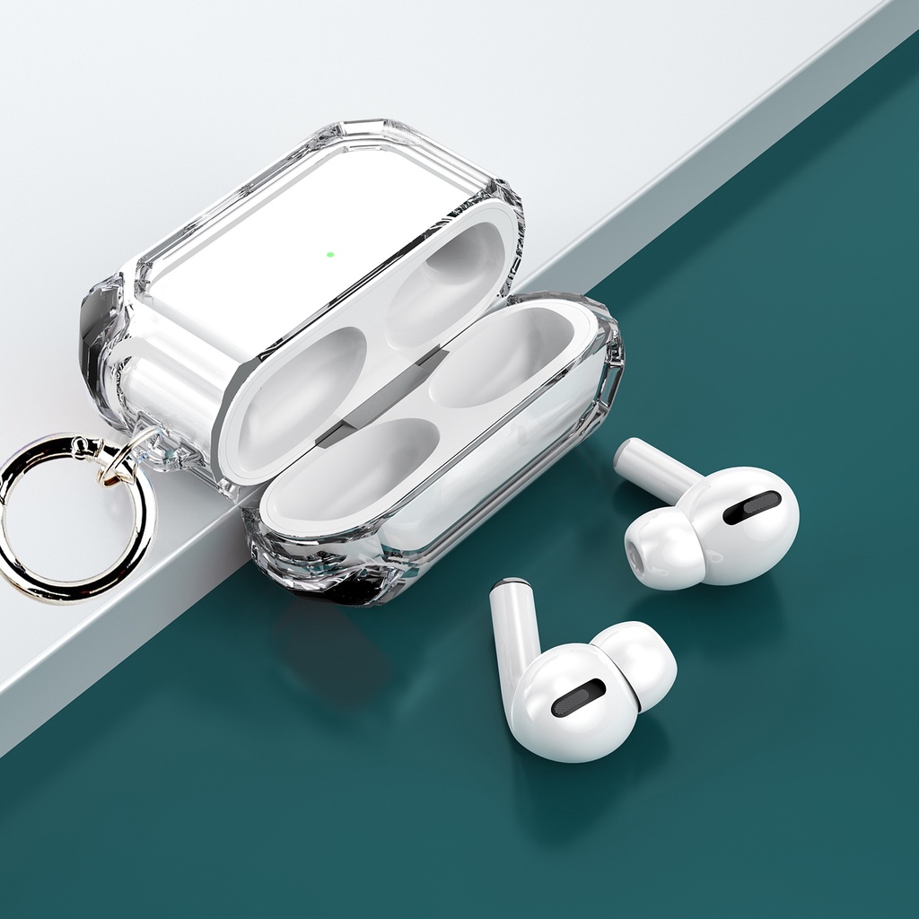 Apple AirPods Pro 2 保護套 1 保護套帶掛鉤硬質透明水晶耳塞防震保護套適用於 AirPods 3 2