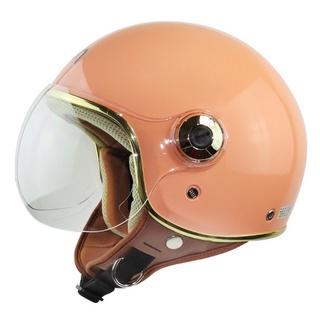 華泰 安全帽 K-808A 素色 淡粉 金緻風 飛行帽 K808A 金色邊框 透氣 輕量 涼感 半罩 全拆洗《淘帽屋》