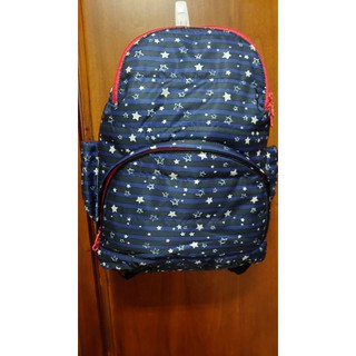 藍黑條紋星星媽媽空氣棉後背包，購於日本
