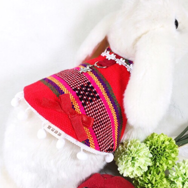 1.3～2.2kg那魯灣背心 原住民手工編織布🏆兔體工學兔用背帶 外出安全可愛 可調帶長、扣牽繩，手工縫製純棉