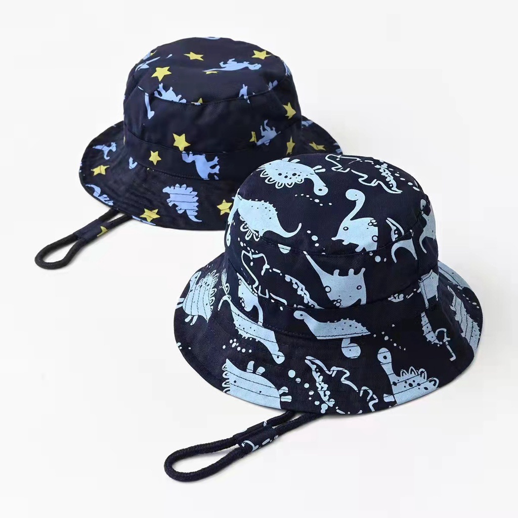 春款印圖案盆帽子兒童漁夫帽兒童帽子寶寶帽漁夫帽兒童帽