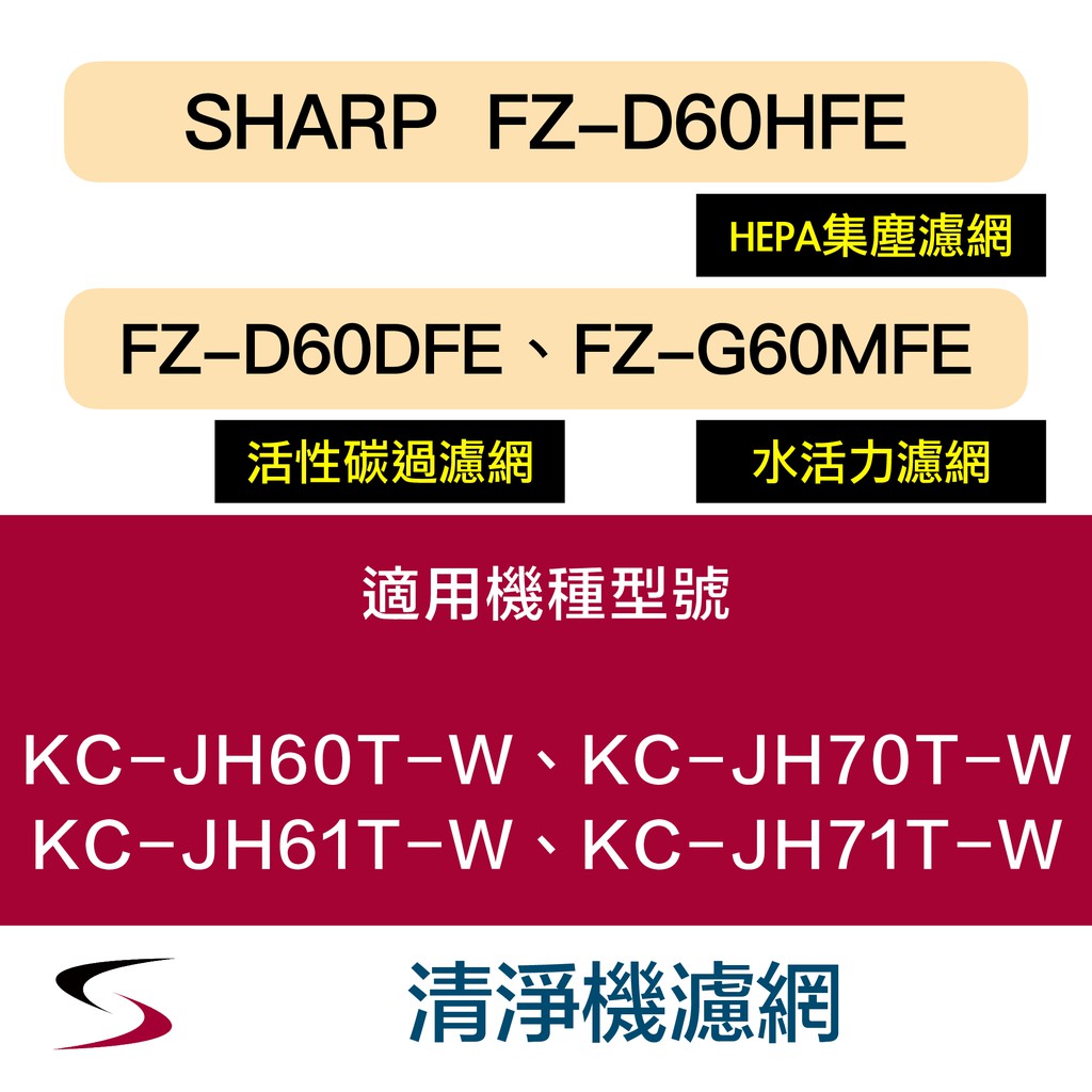 【原廠套組】夏普 FZ-D60HFE＋D60DFE＋G60MFE 清淨機濾網 JH60/61/70/71T（附發票）