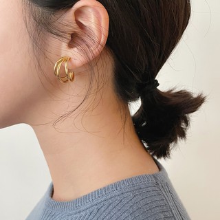 Daydream ☁ 現貨免運 附發票 925純銀(金) 多層 圓弧造型 耳環 耳針 FE013