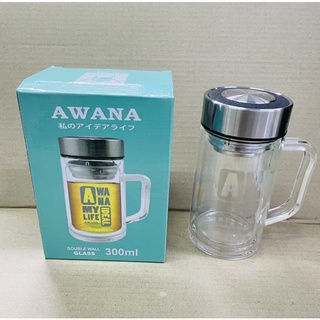 AWANA 寬口濾網雙層玻璃杯300ml 玻璃杯 水杯 雙層玻璃杯