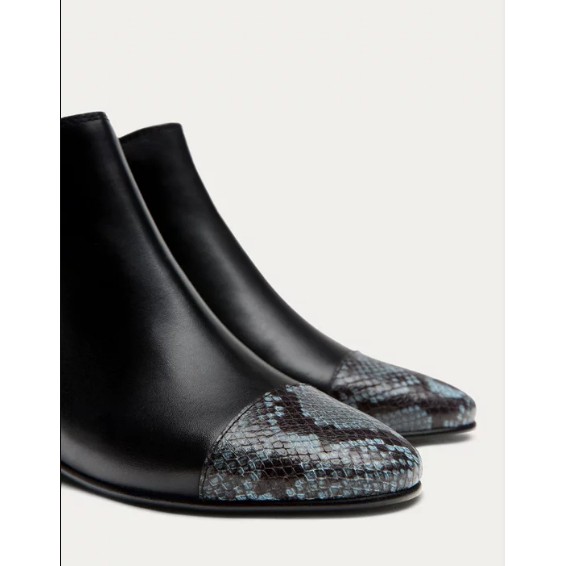 Massimo Dutti 蛇紋牛皮短靴全新39號