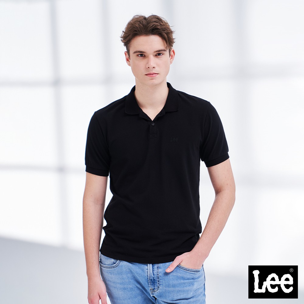 Lee 小Logo短袖Polo衫 男 黑 Modern LL210133K11
