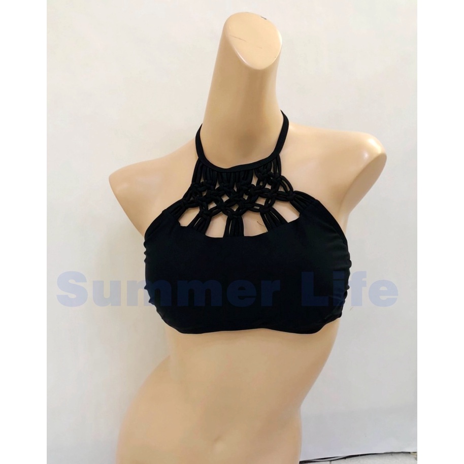 【Summer Life】☀全新零碼樣品出清☀  FASTER名人泳裝_黑色編織比基尼上衣