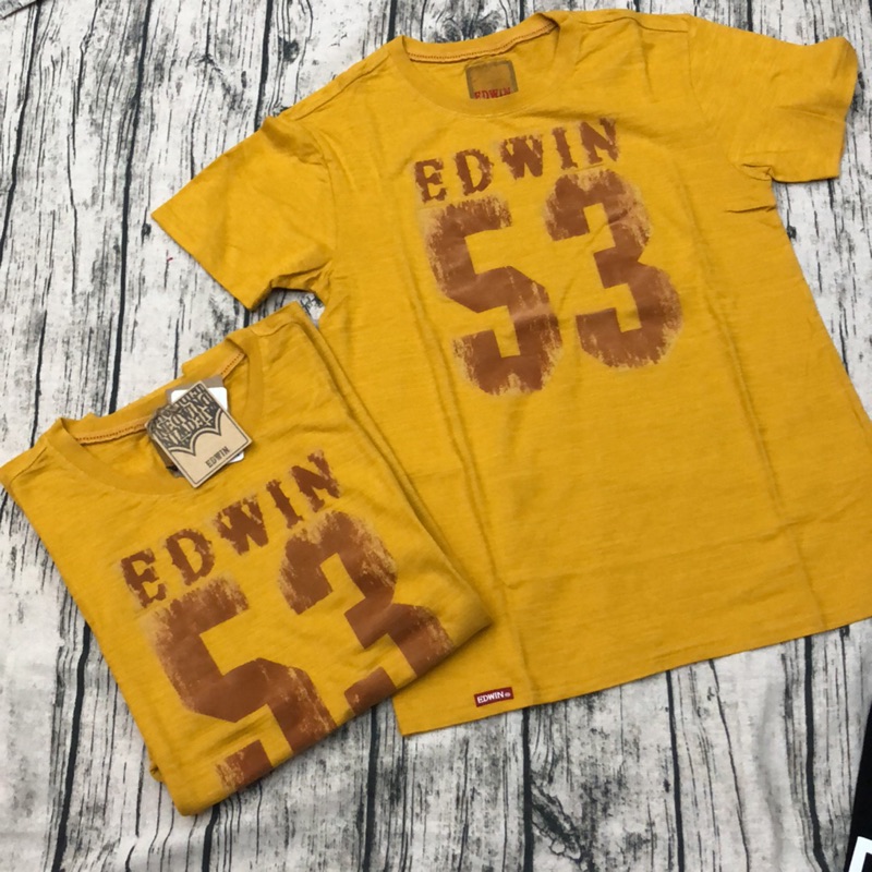 (正品代購）EDWIN 男生 黃色 logo 短袖T恤