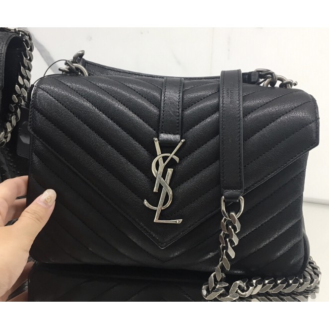 專櫃正品saint Laurent College Monogram 學院包中款黑色單肩包斜背包ysl 蝦皮購物