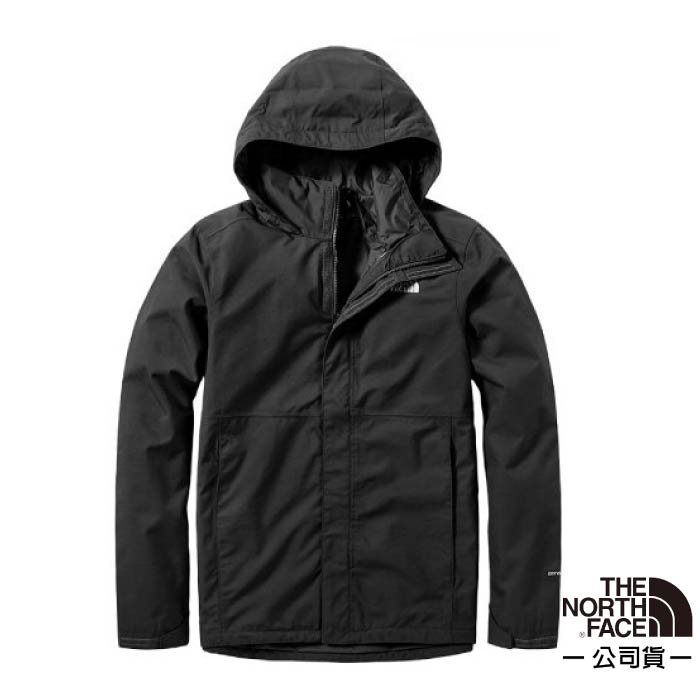 【美國 The North Face】男 經典款 防水防風透氣耐磨連帽外套 (可套接原廠內層) 3VSC 黑灰 N