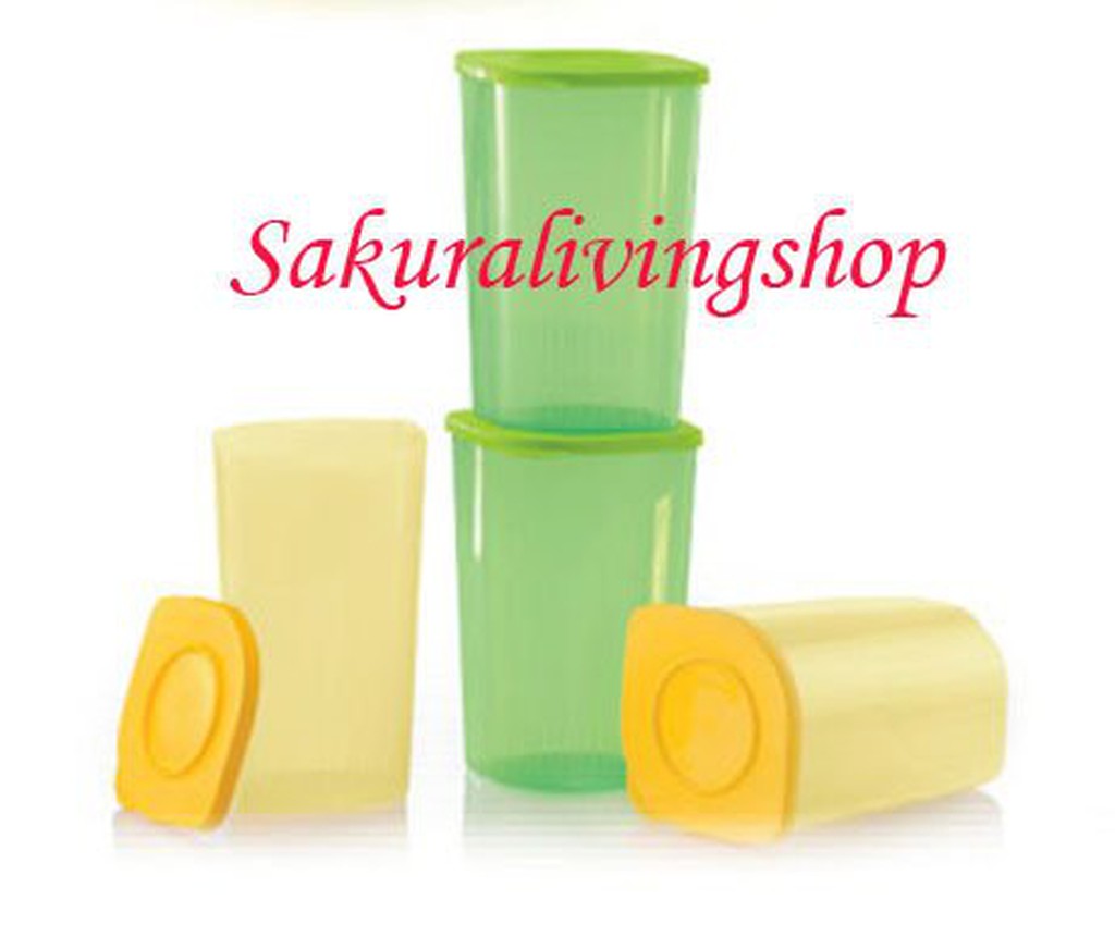 Tupperware特百惠1.5公升食物冷藏保鮮盒2個(綠+黄色)**特價640元**全新到貨