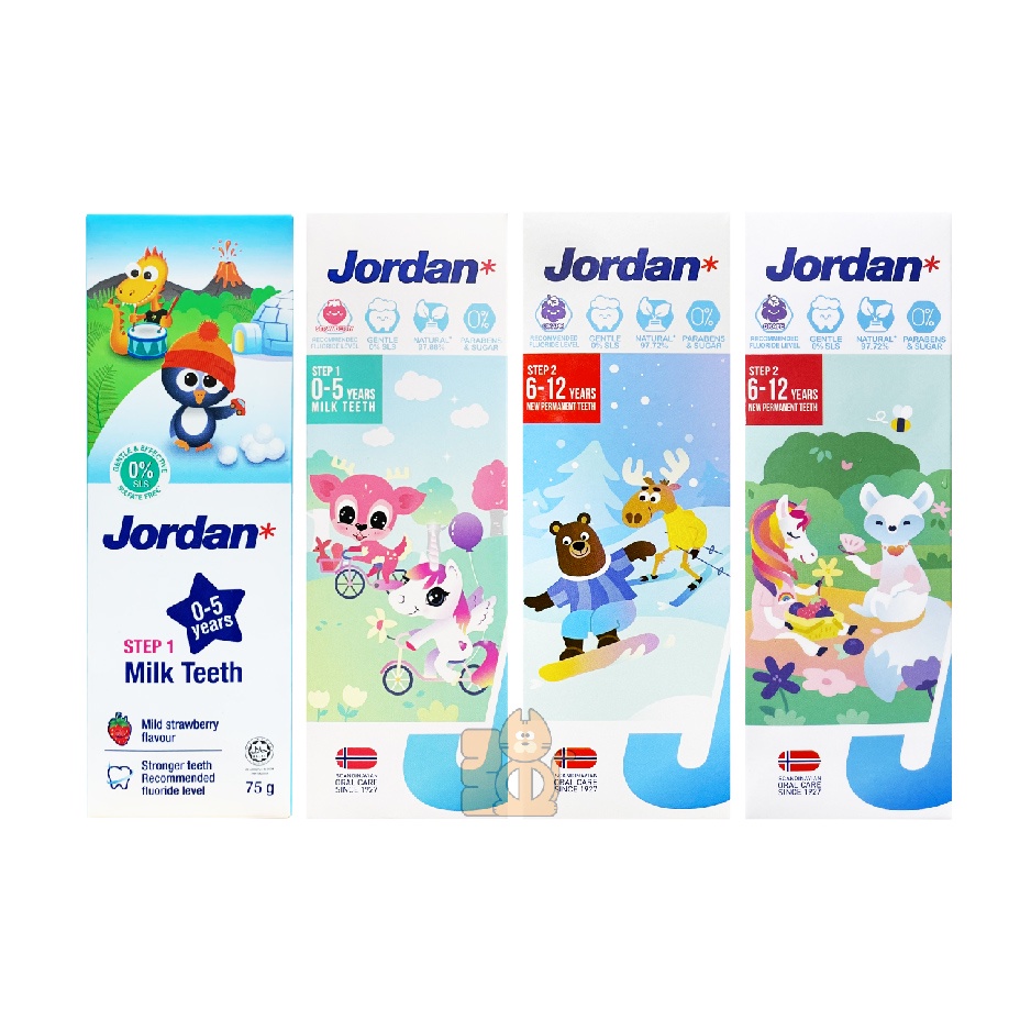 Jordan 清新水果味兒童牙膏75g : (0-5歲)乳牙專用 草莓、(6-12歲)恆牙專用 葡萄 兒童 幼童 牙膏
