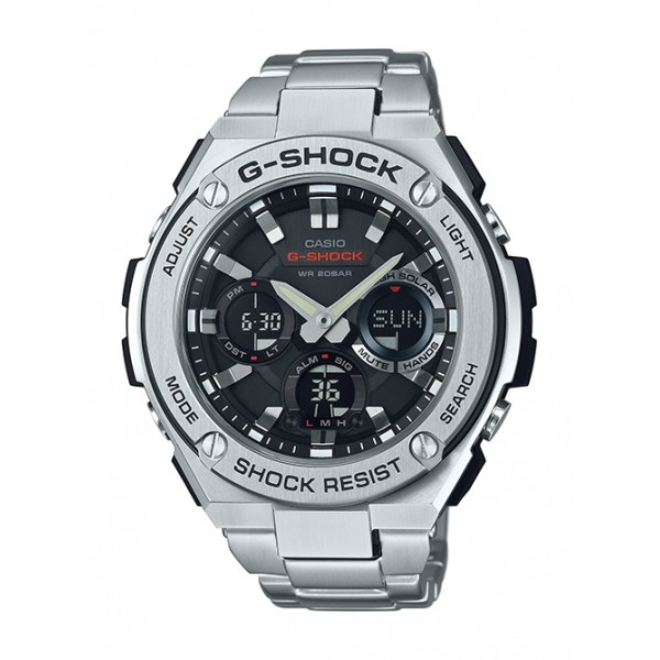 【CASIO】CASIO卡西歐G-SHOCK系列 防水200米 GST-S110D-1A不鏽鋼錶帶 台灣卡西歐保固一年