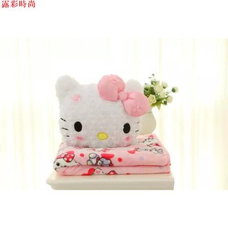 🌸露彩時尚🌸可愛卡通kitty 美樂蒂 抱枕毯 玫瑰絨抱枕珊瑚絨 玫瑰絨毯子車載枕毯 車用枕居家 交換禮物 聖誕禮物