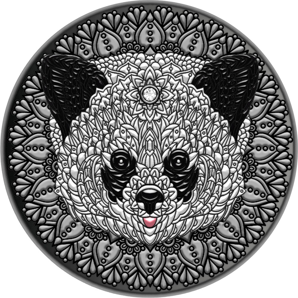 現貨 - 2021紐埃-曼荼羅收藏系列-熊貓-2盎司銀幣