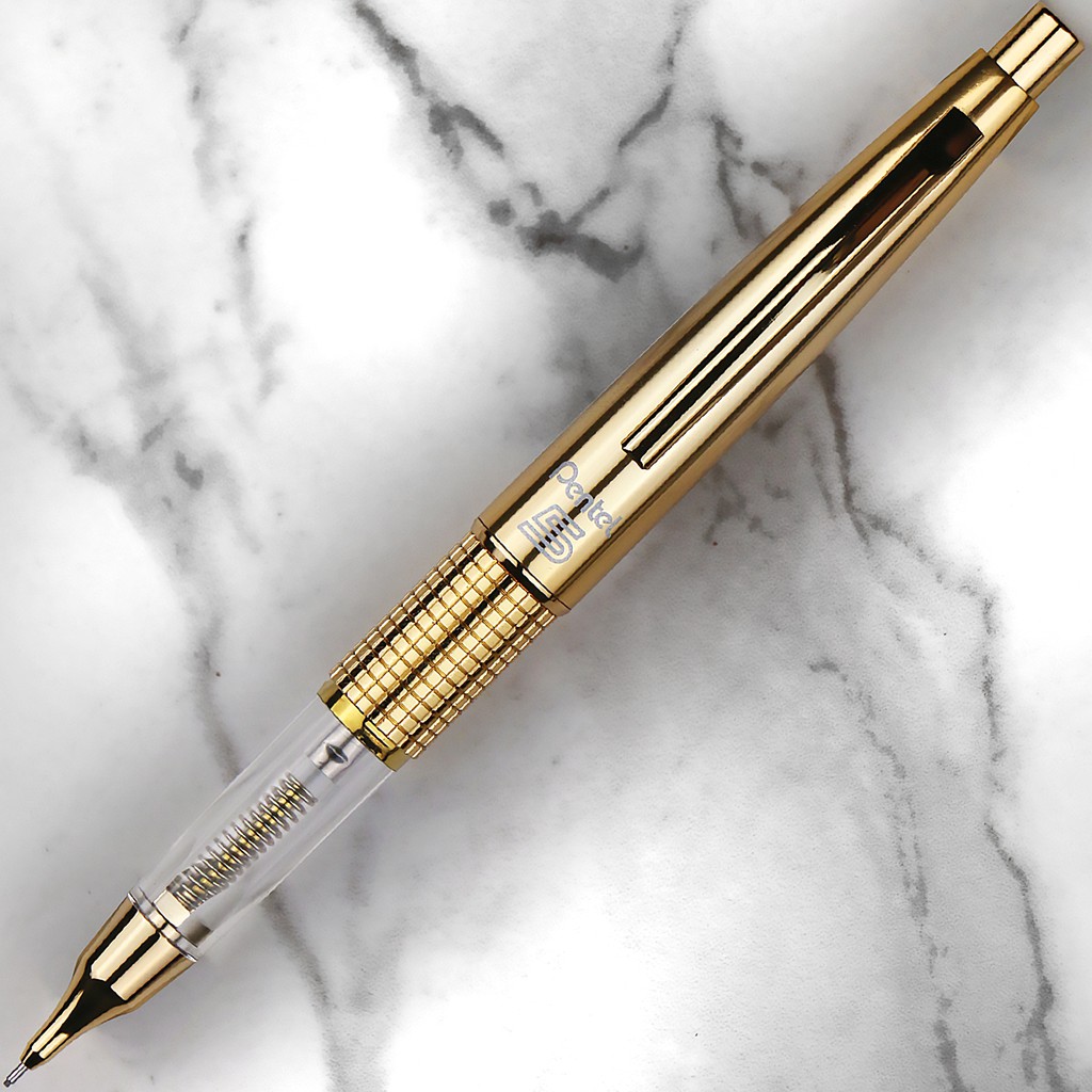 日本pentel Kerry 万年cil 地區限定版自動鉛筆 透明金 蝦皮購物